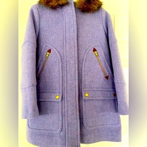 J. Crew Chateau Wool Parka Nello Gori Italian Stadium Cloth Faux Fur Hooded